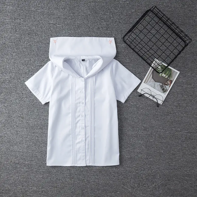 White Japanese Department College Men Shirt with Embroidery - Image 5