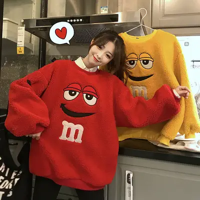 Women's Yellow Fleece Lined Round Neck Sweater - Image 5
