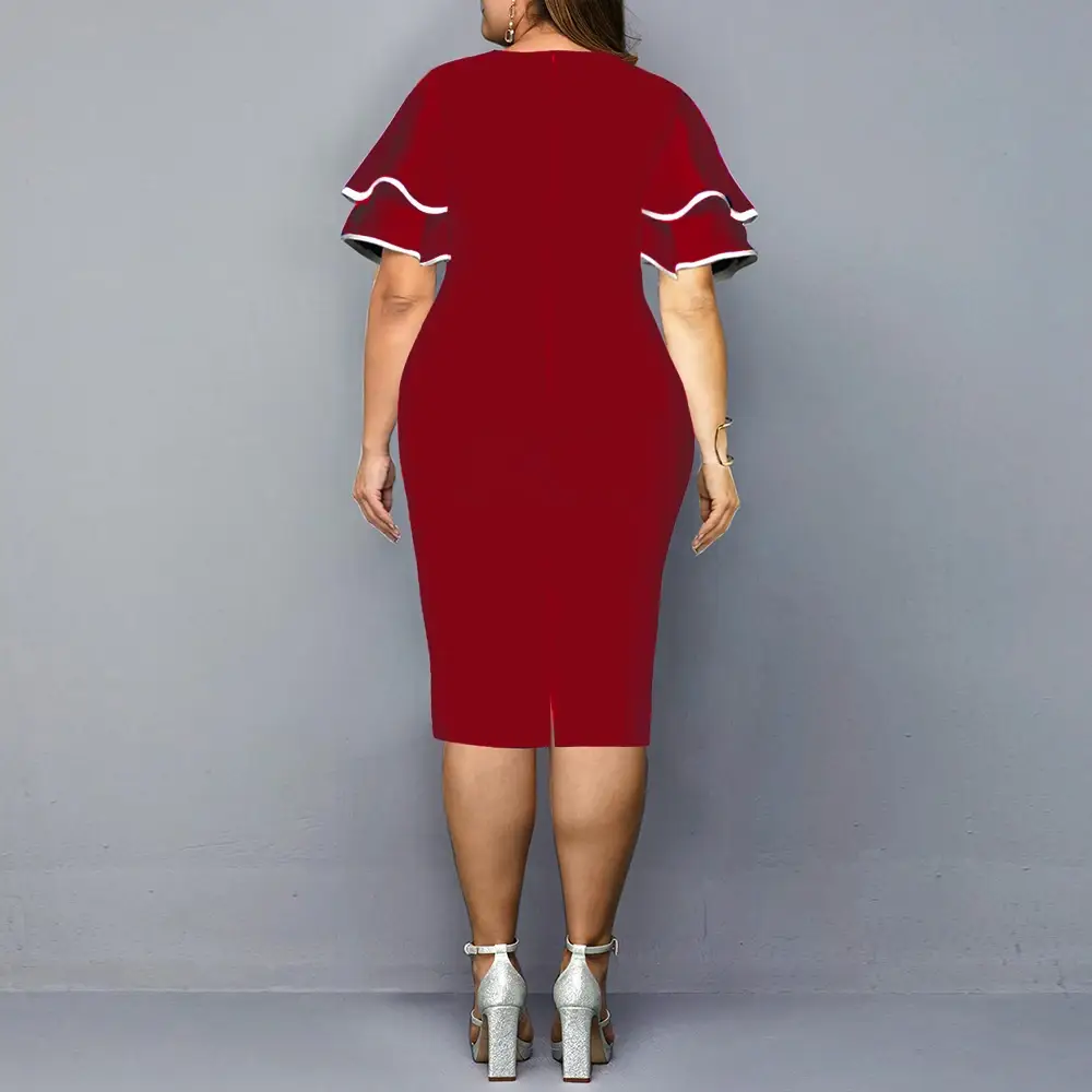 Flying Sleeves Plus Size Geometric Print Dress Black Yellow White — feature 11