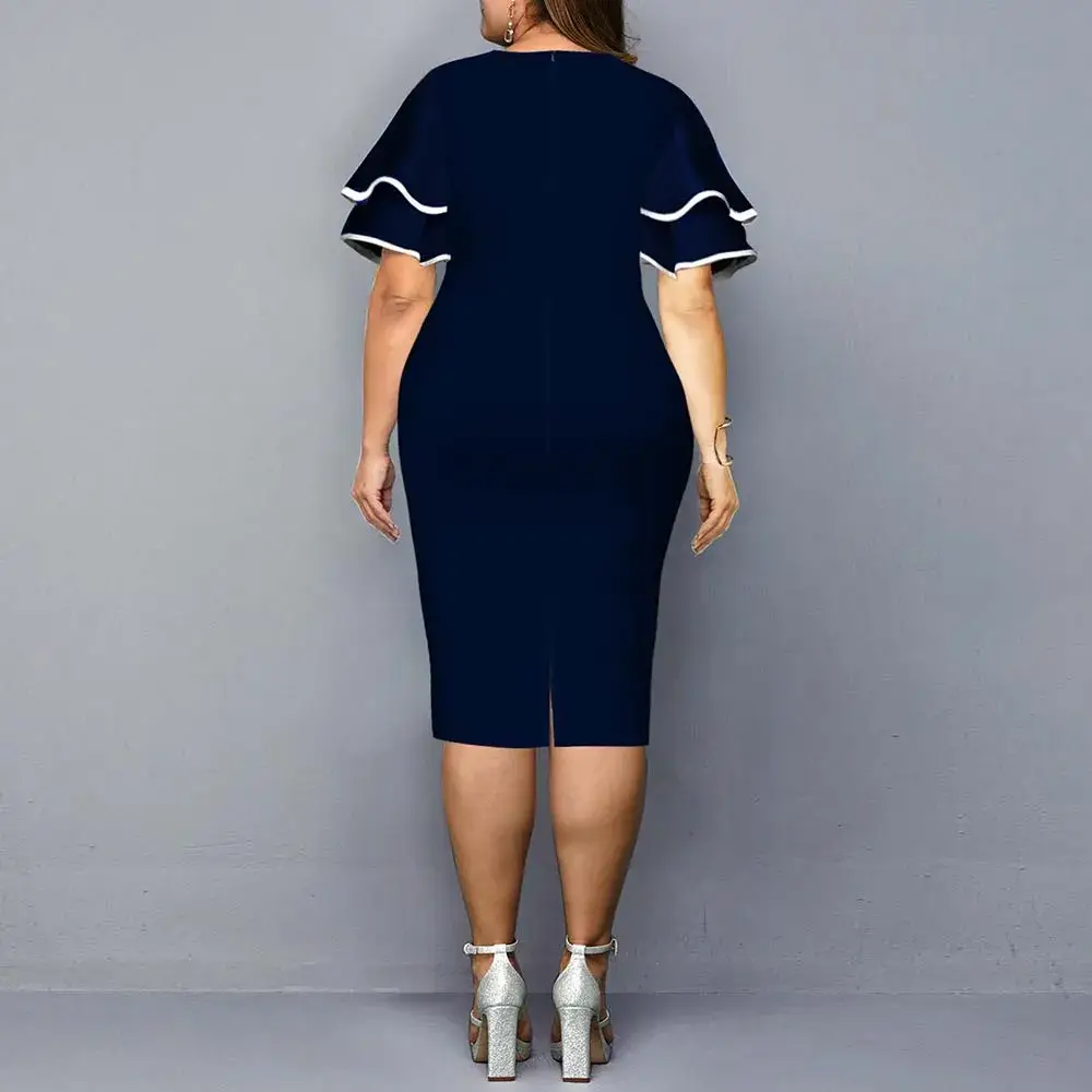 Flying Sleeves Plus Size Geometric Print Dress Black Yellow White — feature 5