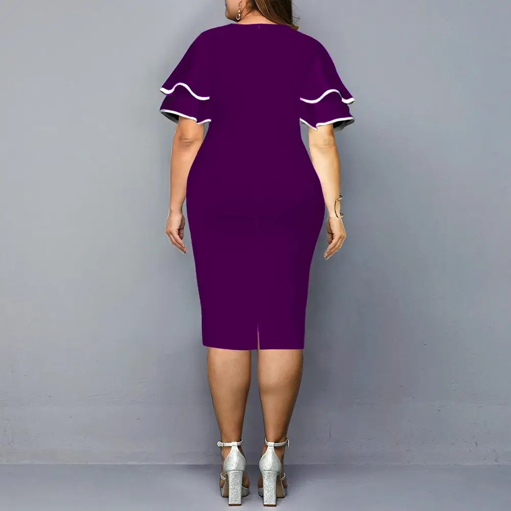 Flying Sleeves Plus Size Geometric Print Dress Black Yellow White — feature 8
