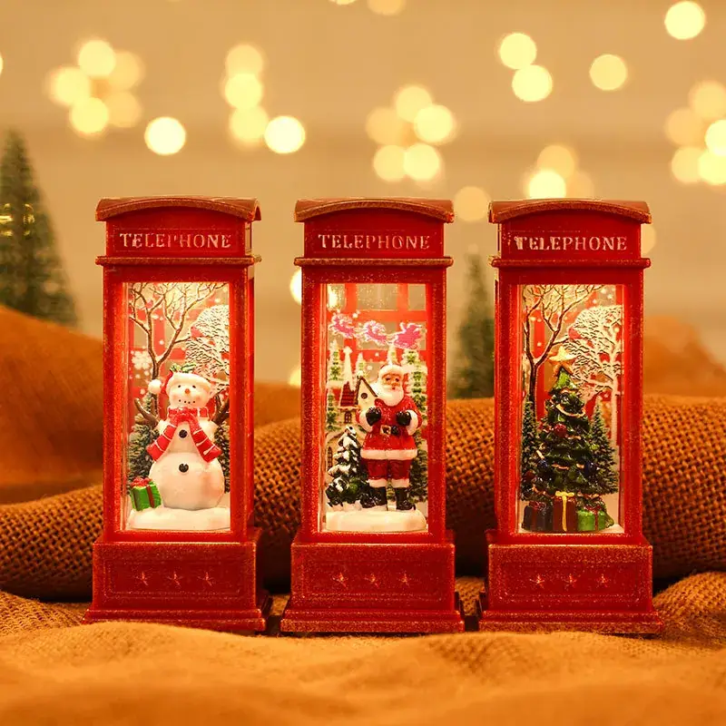 Christmas Telephone Booth Decorations Red Oil Lamp - Image 14