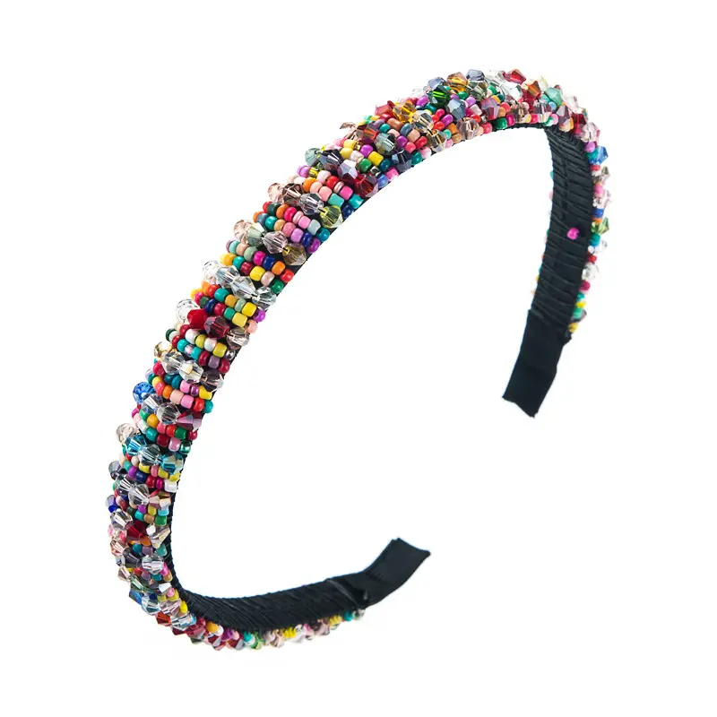 European Handwoven Beaded Hair Hoop Blue - Image 24