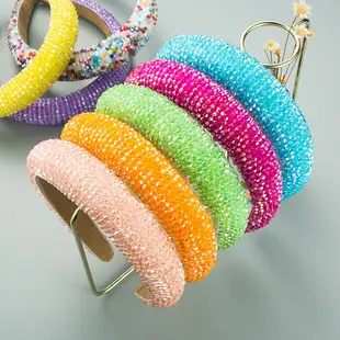 European Handwoven Beaded Hair Hoop Blue — feature 11