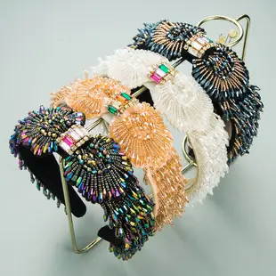 European Handwoven Beaded Hair Hoop Blue — feature 15