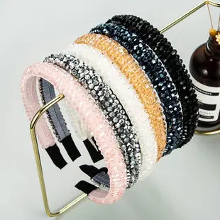 European Handwoven Beaded Hair Hoop Blue — feature 3