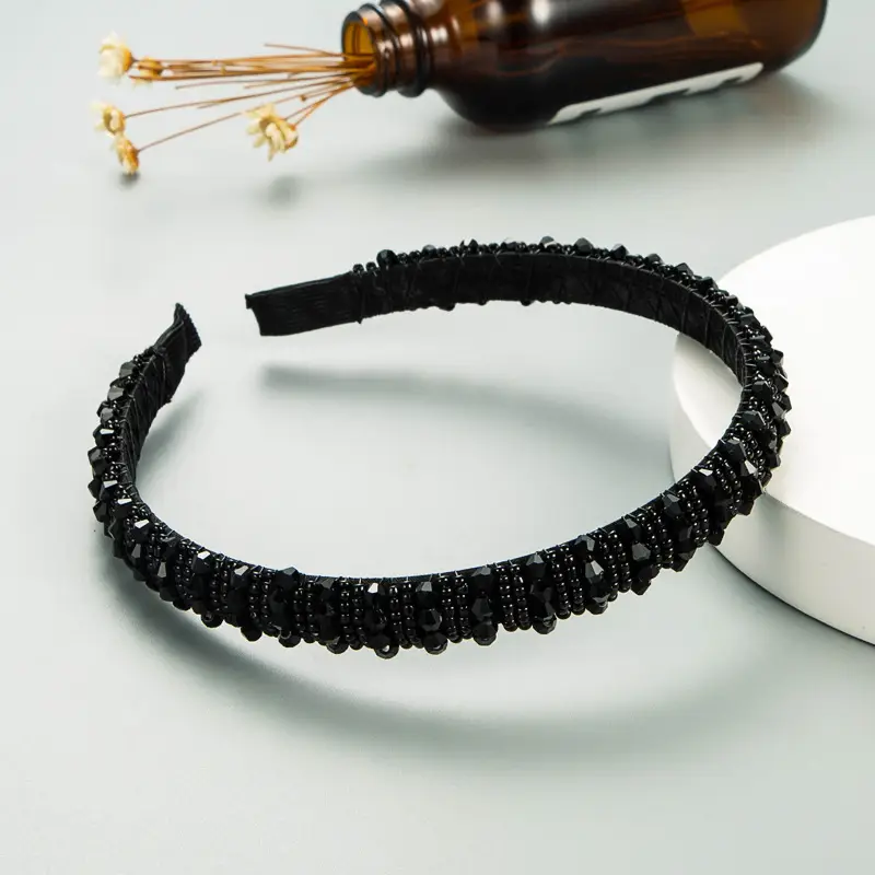 European Handwoven Beaded Hair Hoop Blue - Image 6
