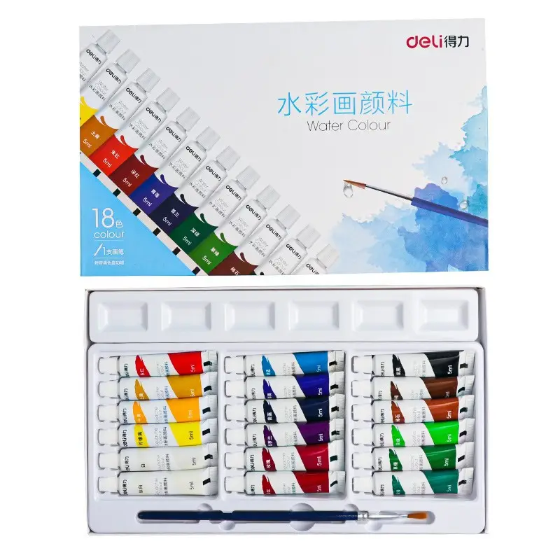 Deli 73862 watercolor gouache paint tool set 24 color painting 12 color art students special washable