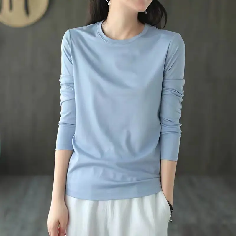 Women Red V-Neck Long Sleeve T-Shirt - Image 4