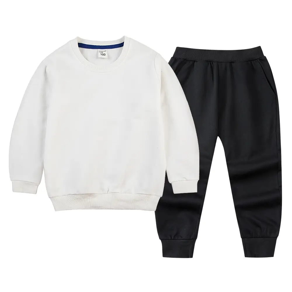White Cotton Sweatpants Set for Boys Autumn Winter - Image 11