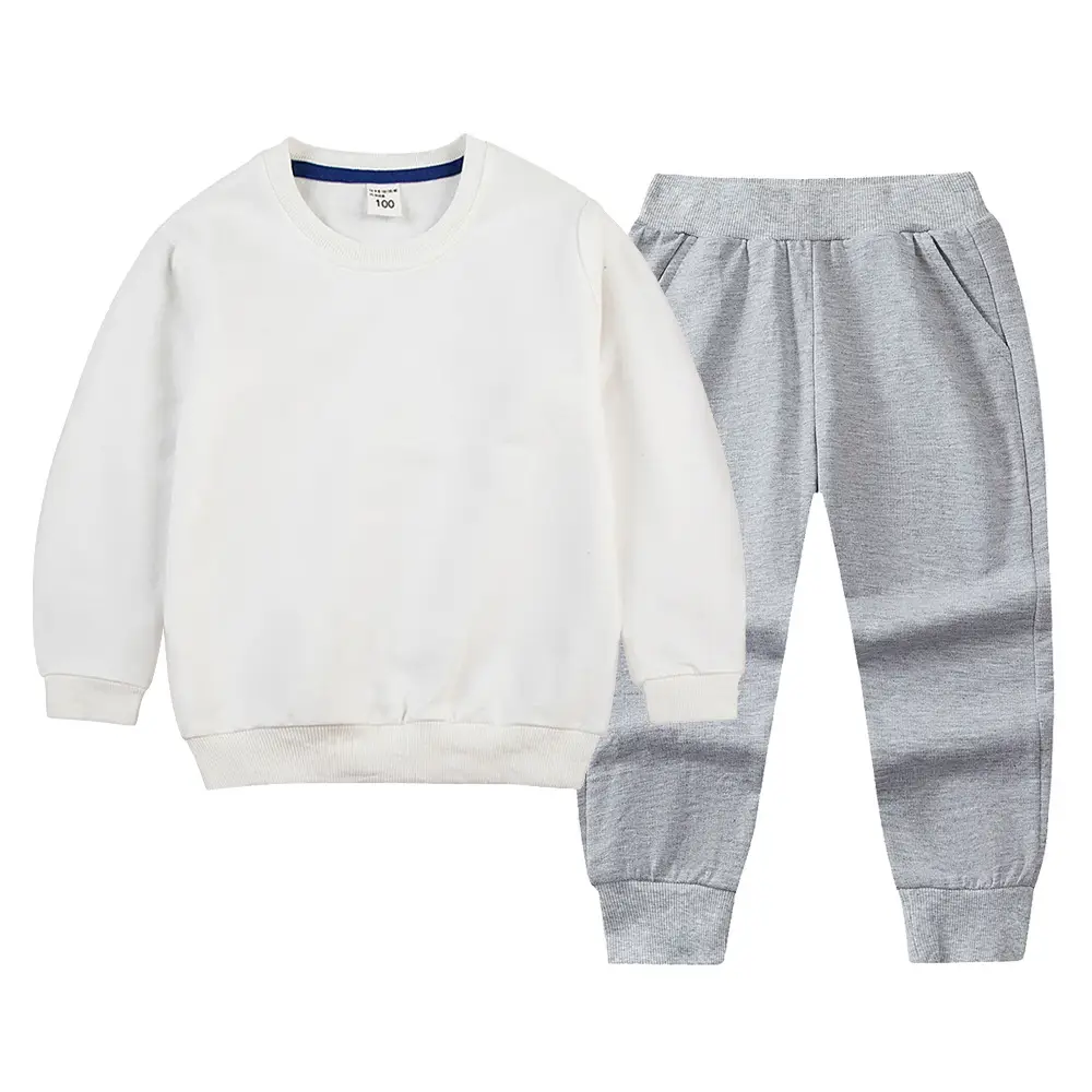 White Cotton Sweatpants Set for Boys Autumn Winter - Image 12