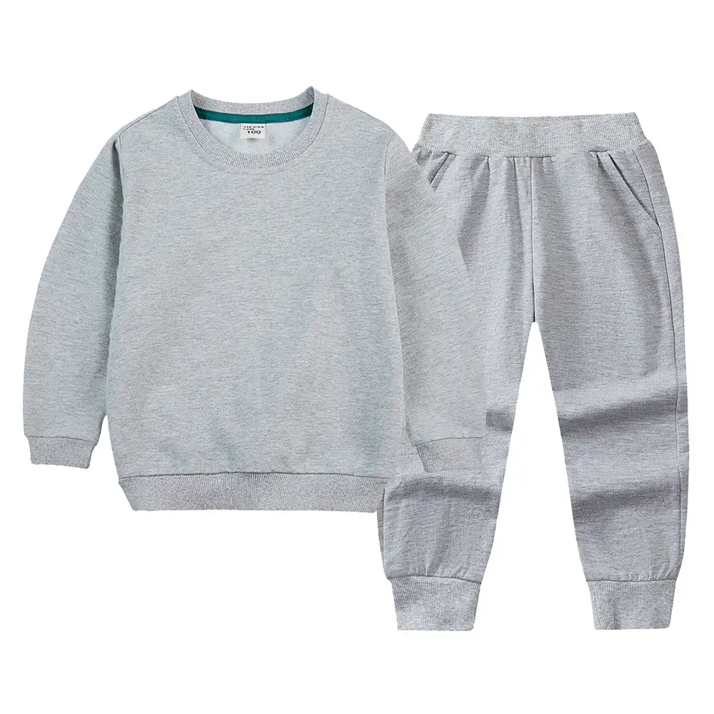 White Cotton Sweatpants Set for Boys Autumn Winter - Image 3