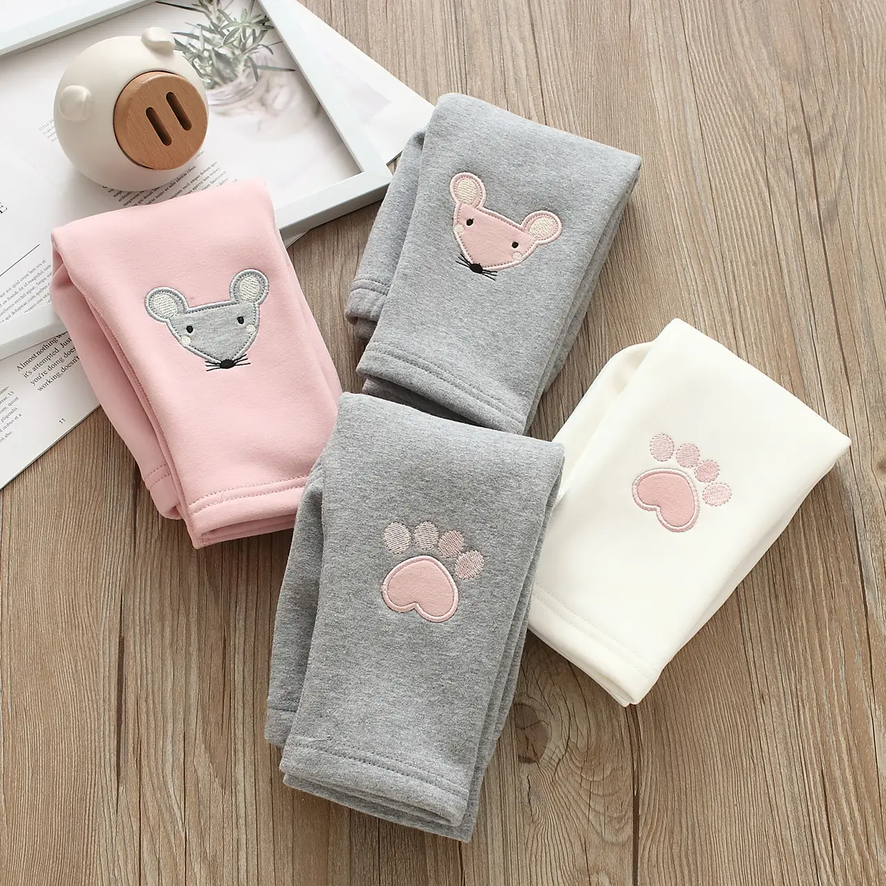Baby Fleece Belly Pants Cream White Paw Print - Image 10