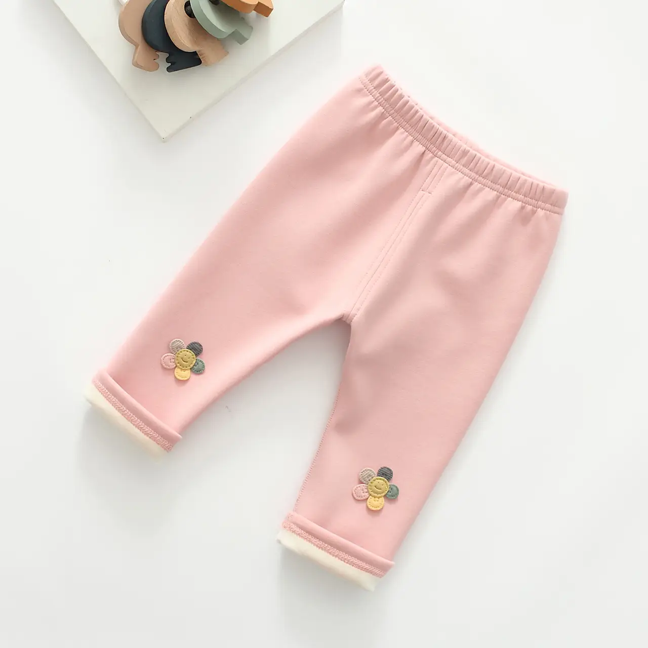 Baby Fleece Belly Pants Cream White Paw Print - Image 7