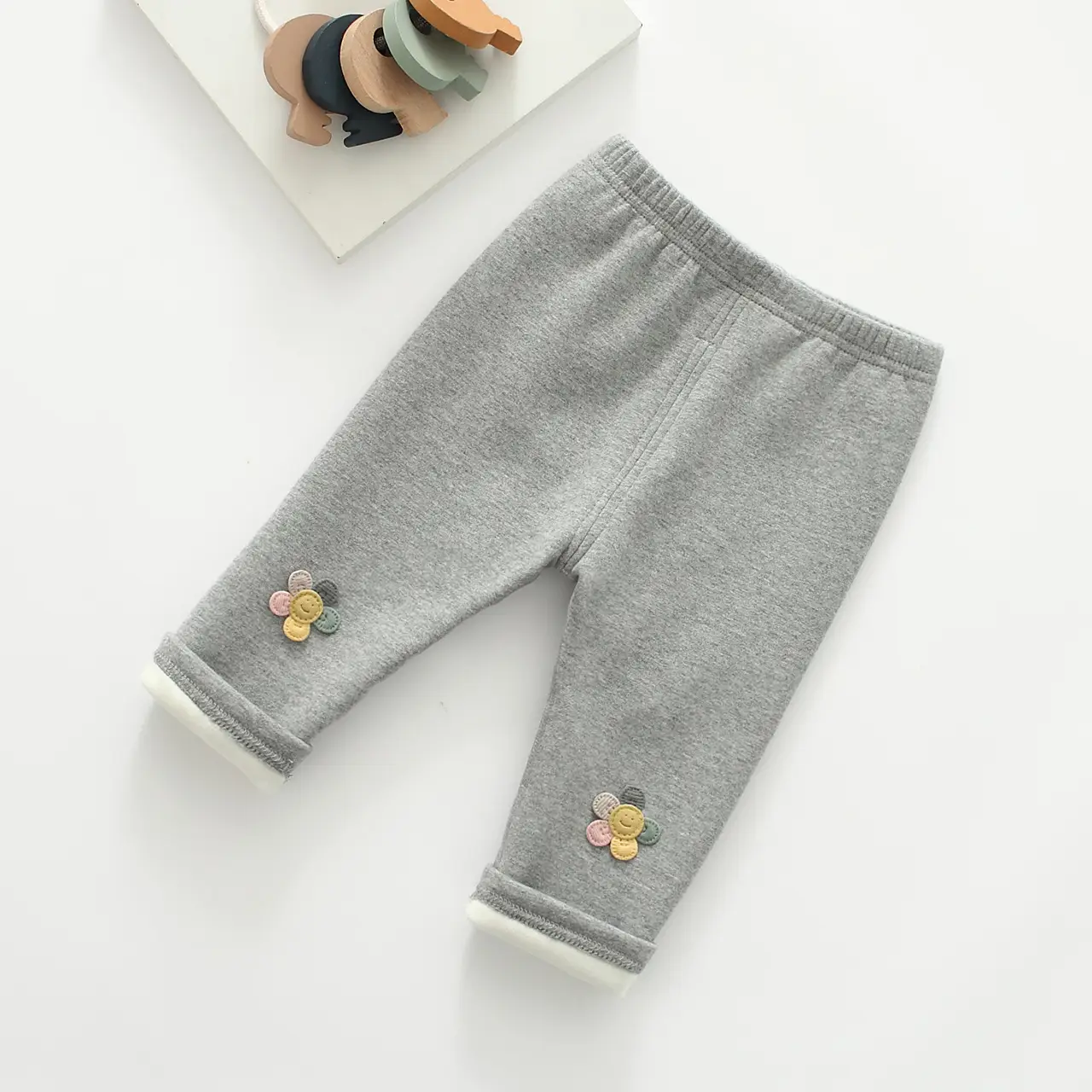 Baby Fleece Belly Pants Cream White Paw Print - Image 8