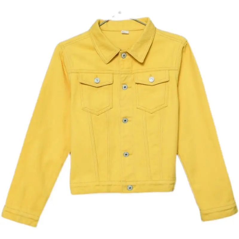 Women Red Denim Jacket Slim Fit 2019 - Image 10