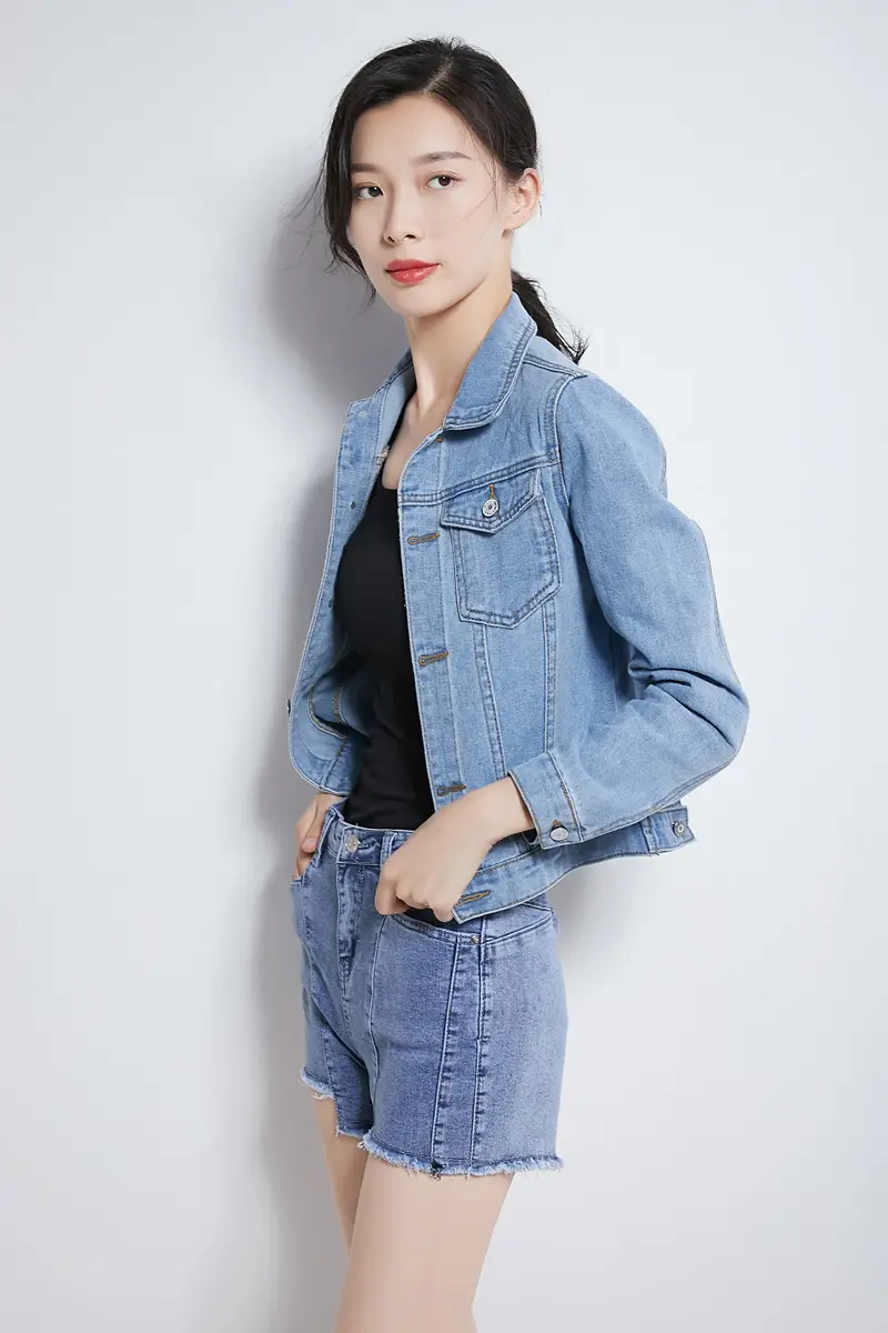 Women Red Denim Jacket Slim Fit 2019 — feature 15