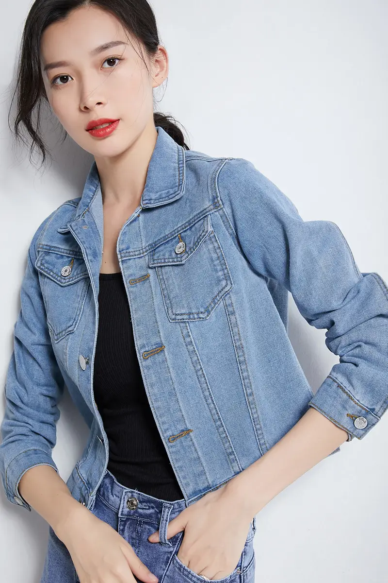 Women Red Denim Jacket Slim Fit 2019 — feature 28