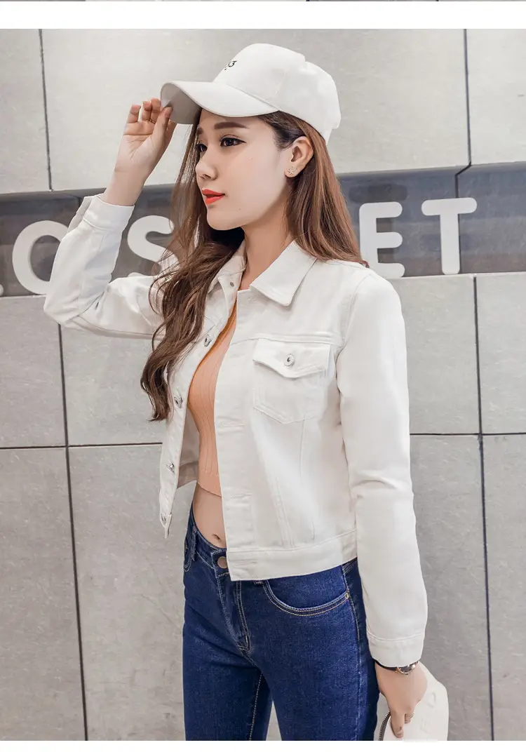 Women Red Denim Jacket Slim Fit 2019 — feature 29