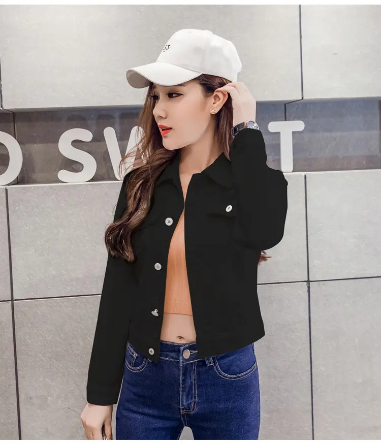 Women Red Denim Jacket Slim Fit 2019 — feature 30
