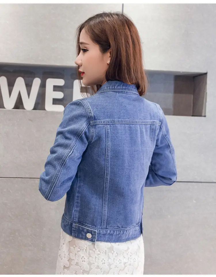 Women Red Denim Jacket Slim Fit 2019 — feature 35