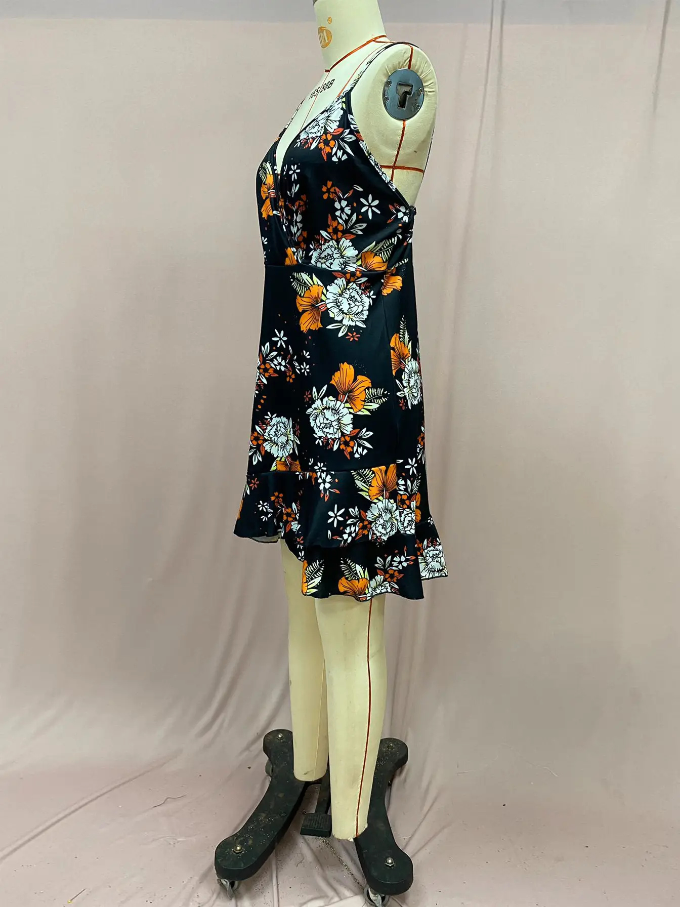 2025 Navy Floral V Neck Sleeveless Swing Dress — feature 24