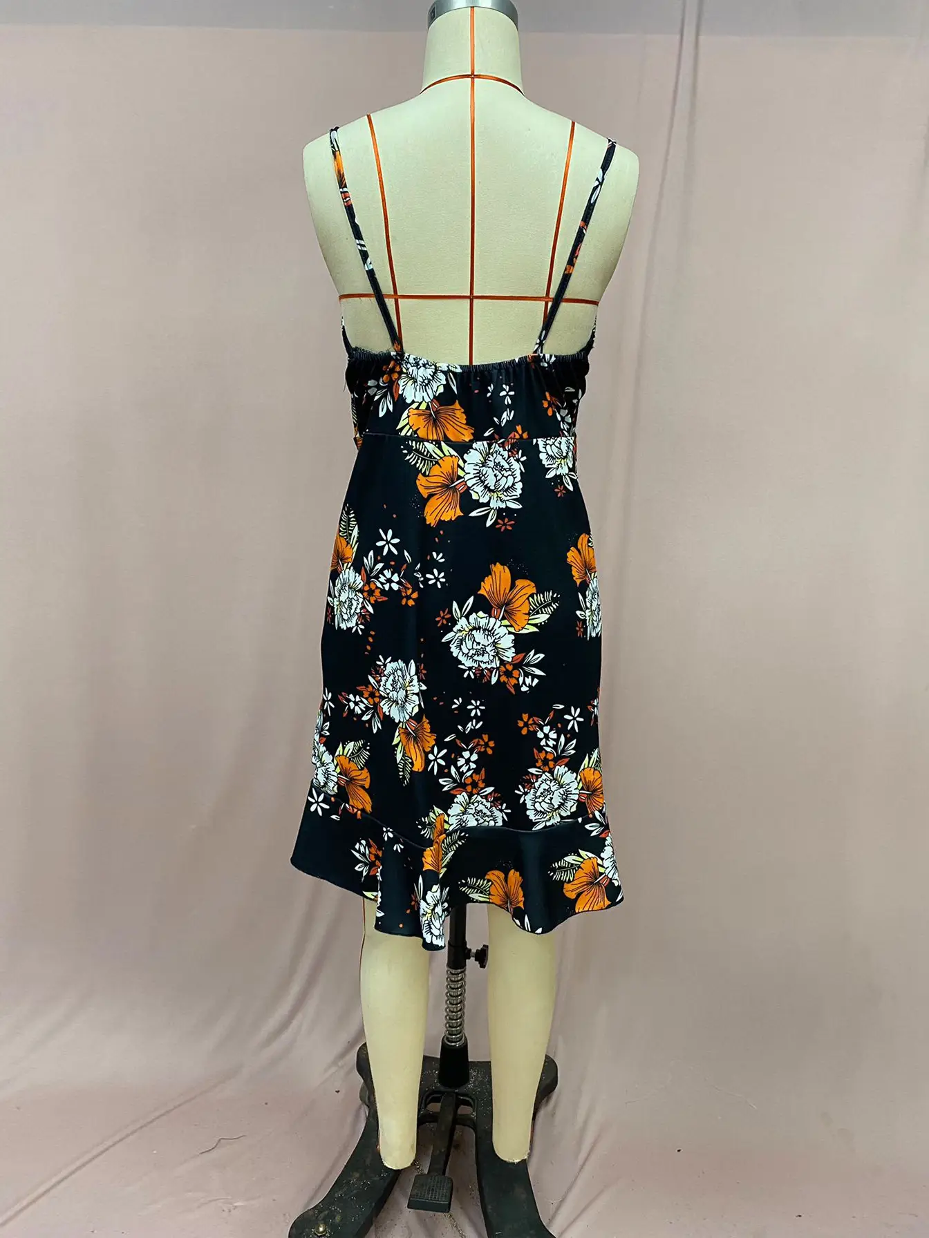 2025 Navy Floral V Neck Sleeveless Swing Dress — feature 26