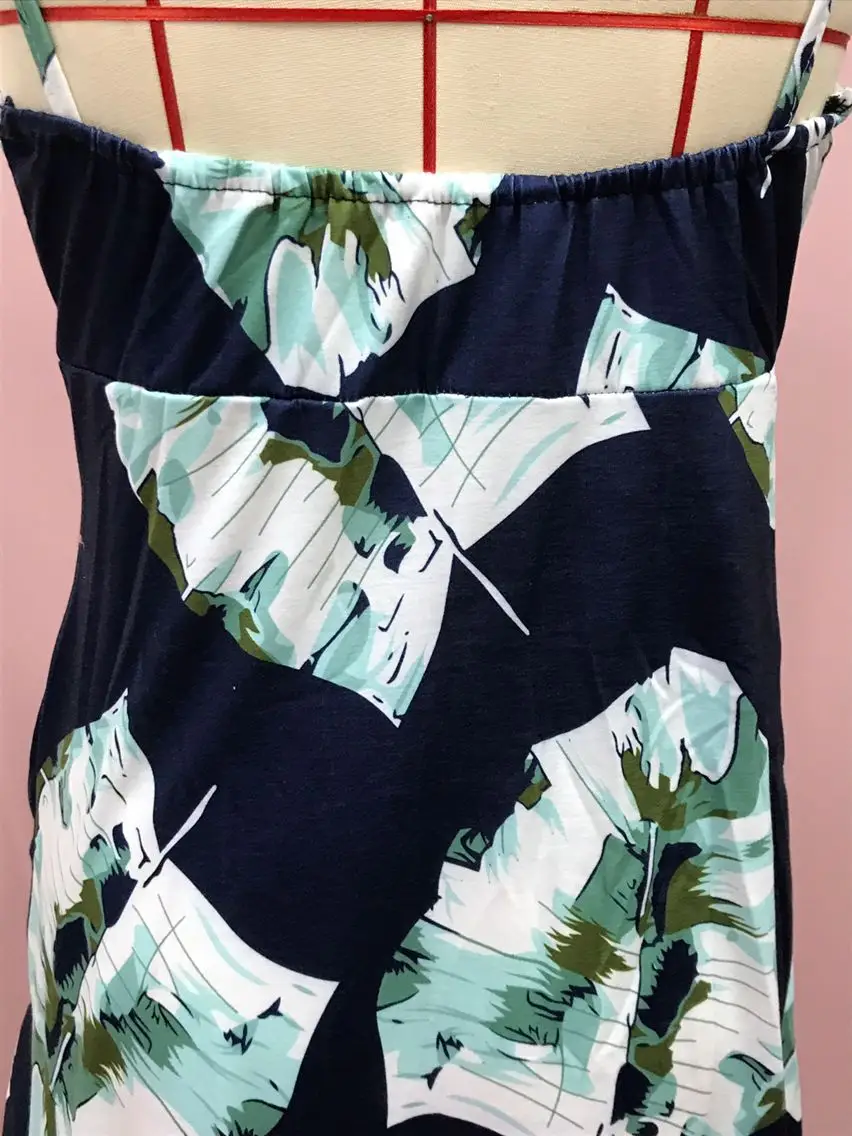 2025 Navy Floral V Neck Sleeveless Swing Dress — feature 35
