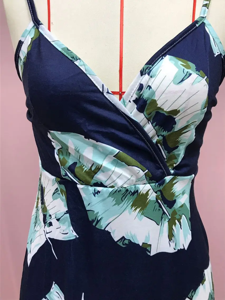 2025 Navy Floral V Neck Sleeveless Swing Dress — feature 37