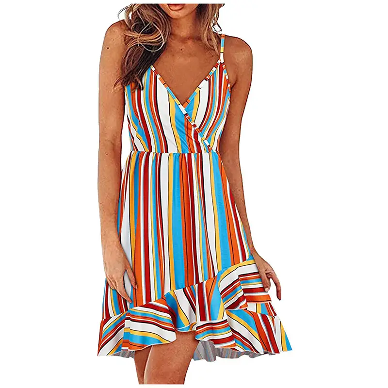 2025 Navy Floral V Neck Sleeveless Swing Dress — feature 5
