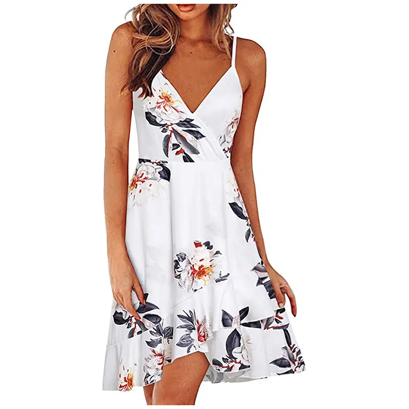 2025 Navy Floral V Neck Sleeveless Swing Dress — feature 7