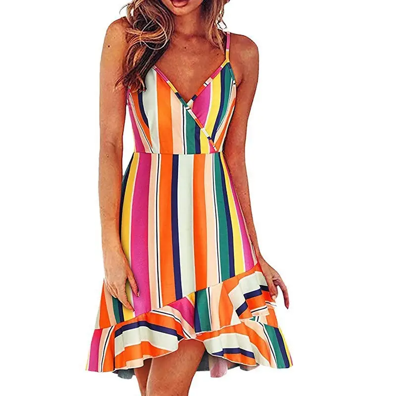 2025 Navy Floral V Neck Sleeveless Swing Dress - Image 15
