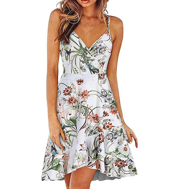 2025 Navy Floral V Neck Sleeveless Swing Dress - Image 18