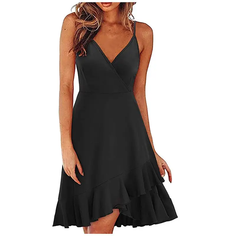 2025 Navy Floral V Neck Sleeveless Swing Dress - Image 5