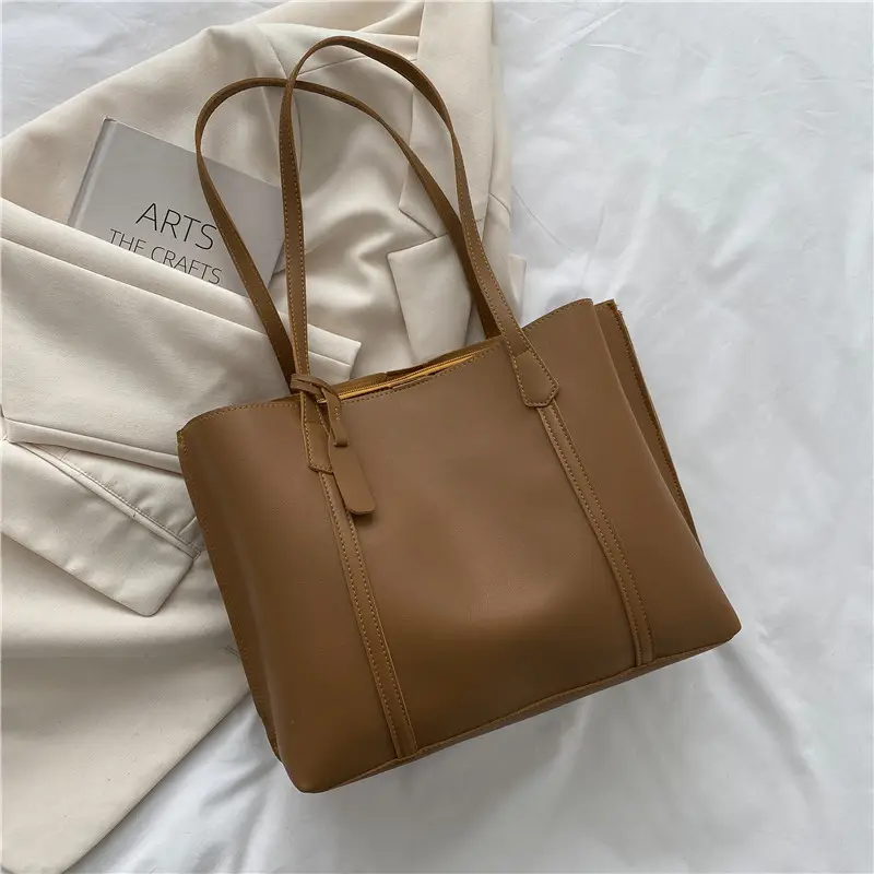 Women's Large Capacity Tan Shoulder Bag - Image 3