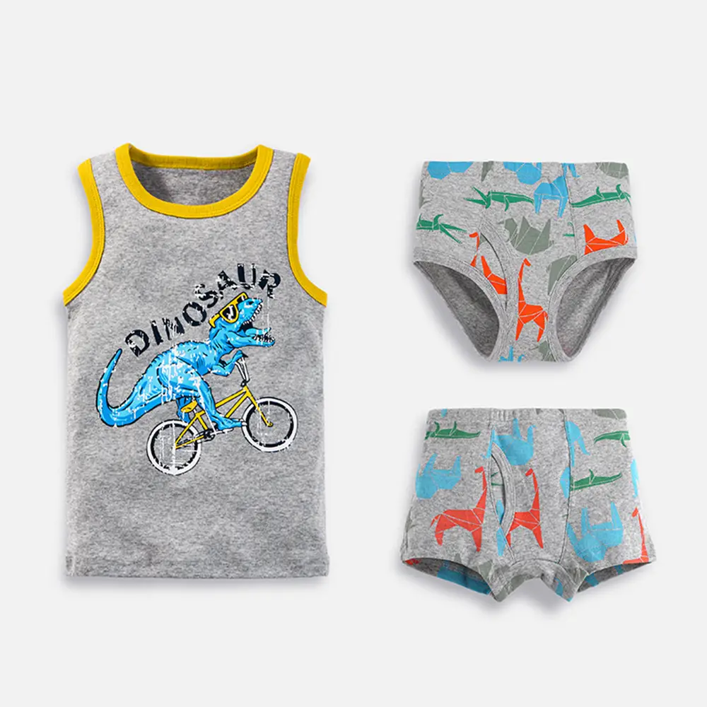 Children's Vest & Underwear Set Dinosaur Print Cotton
