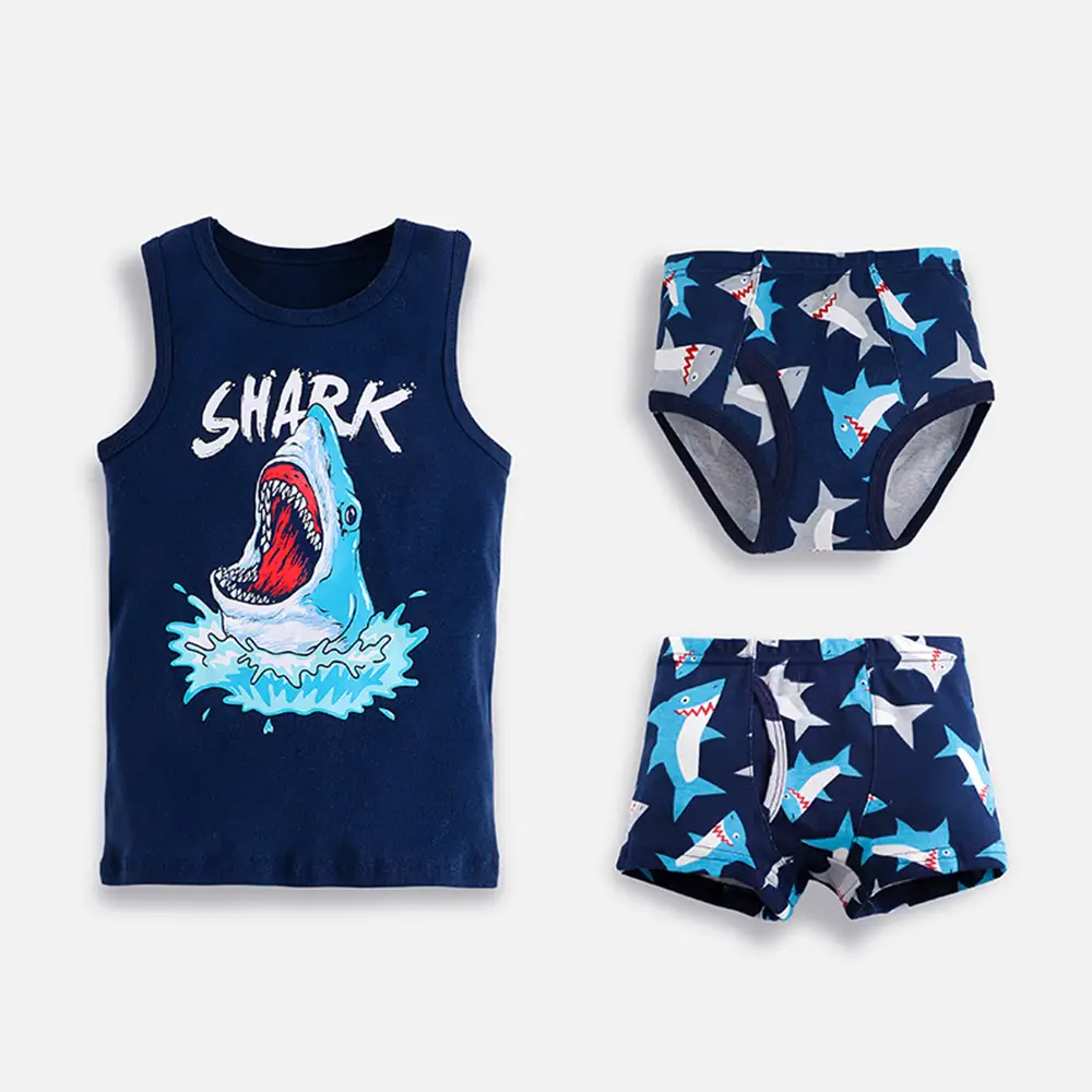 Children's Vest & Underwear Set Dinosaur Print Cotton