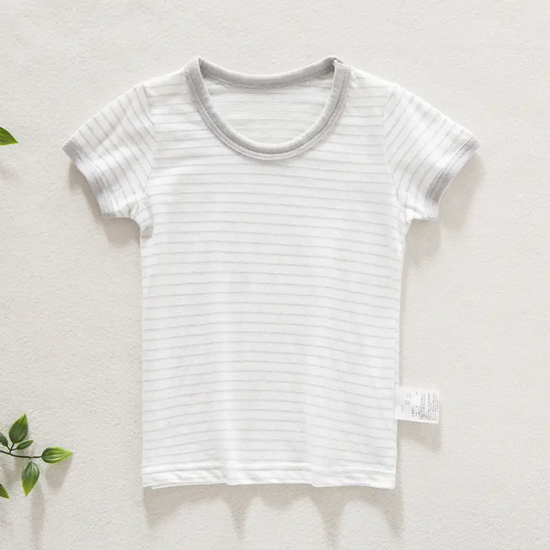 White Striped Cotton T-Shirts for Boys Toddlers - Image 3