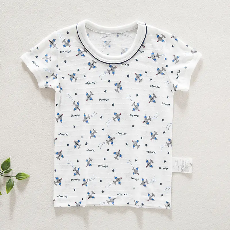 White Striped Cotton T-Shirts for Boys Toddlers - Image 4