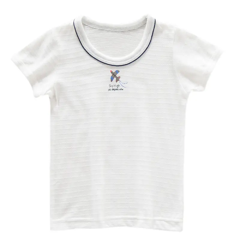 White Striped Cotton T-Shirts for Boys Toddlers - Image 6