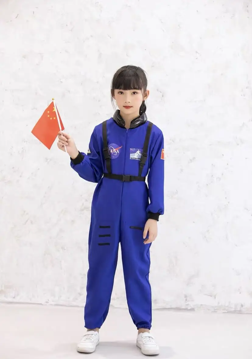 New Year's Astronaut Kids Air Force Cap Suit Blue