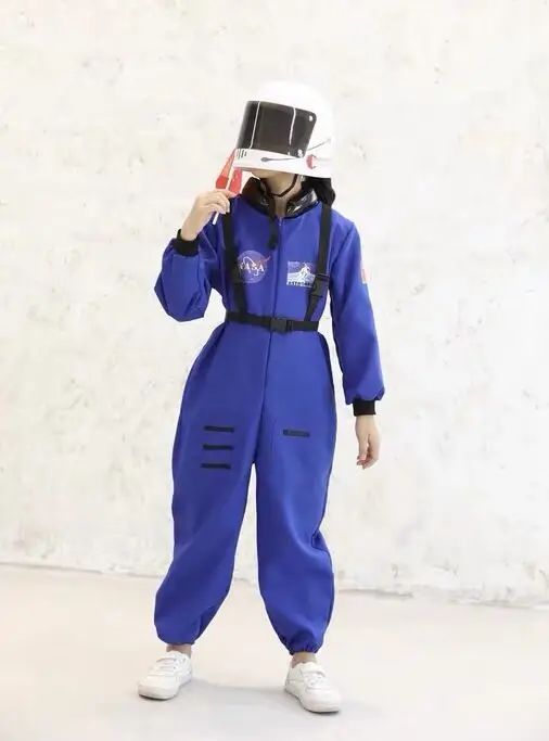 New Year's Astronaut Kids Air Force Cap Suit Blue