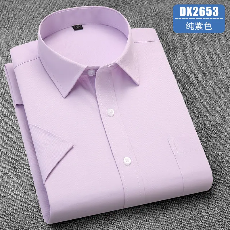 Men's Lavender Short Sleeve Work Shirt Large - Image 4