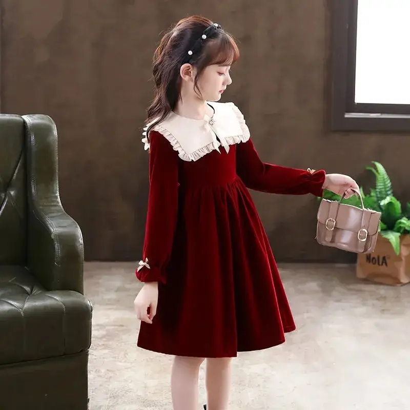 Girls' Red Velvet Princess Dress Spring New Arrival