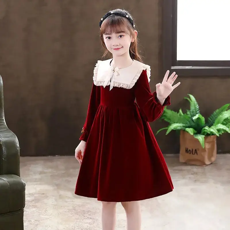 Girls' Red Velvet Princess Dress Spring New Arrival