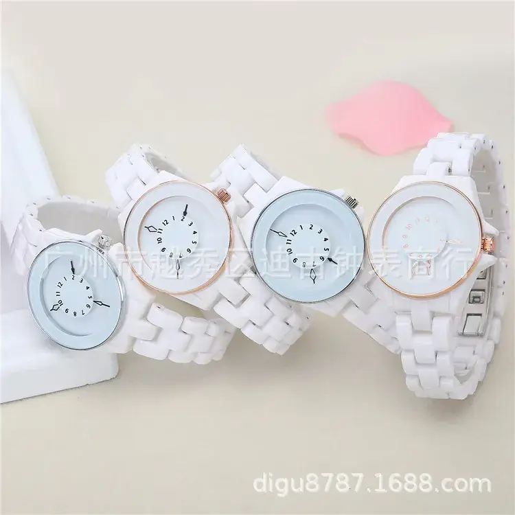 Korean Style Ceramic Inverted Pointer Watch White Female Student