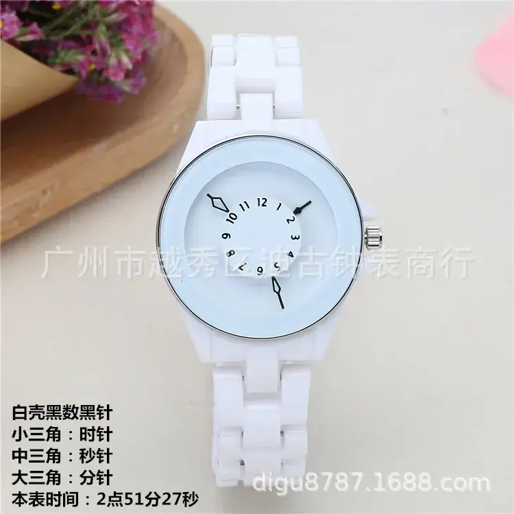 Korean Style Ceramic Inverted Pointer Watch White Female Student