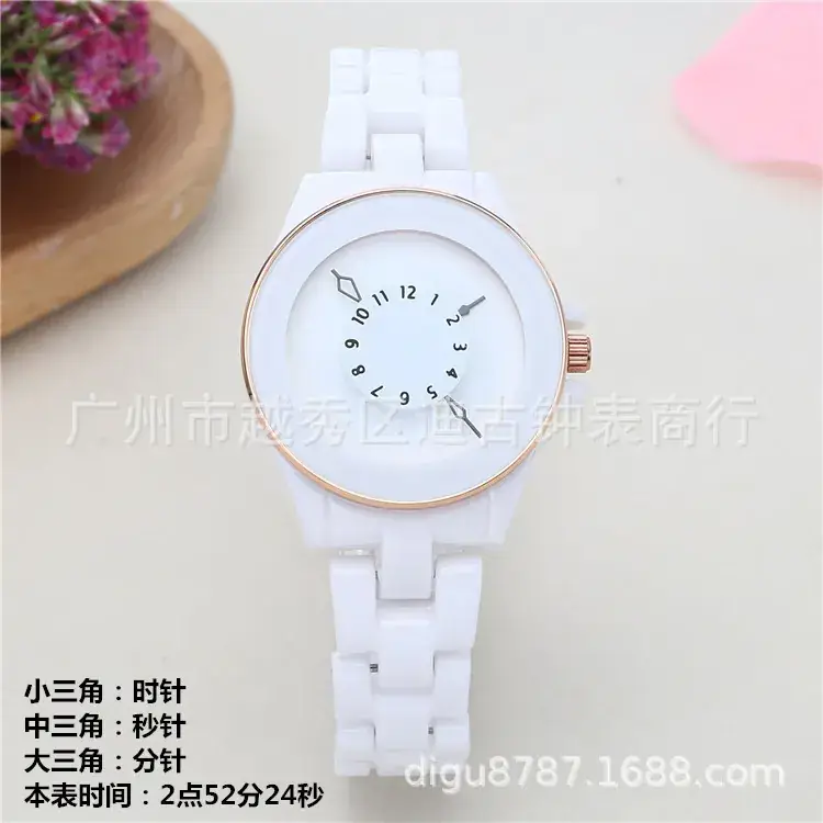 Korean Style Ceramic Inverted Pointer Watch White Female Student