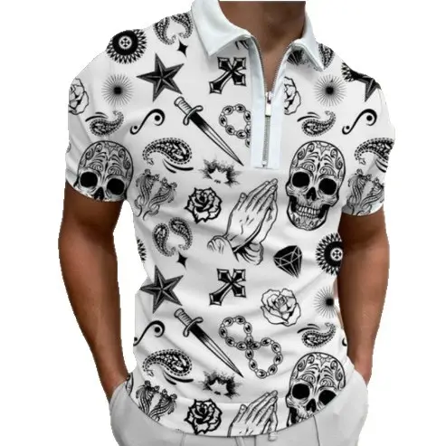 3D Printed Men's Orange Black Polo Shirt - Image 14