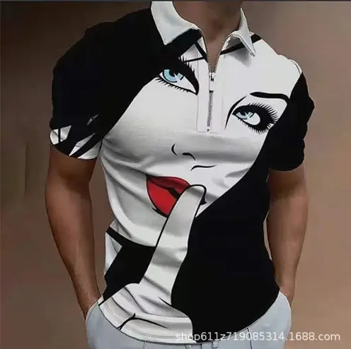 3D Printed Men's Orange Black Polo Shirt - Image 8